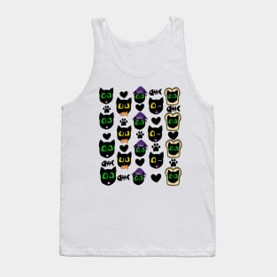 Black Cat Pattern Tank Top